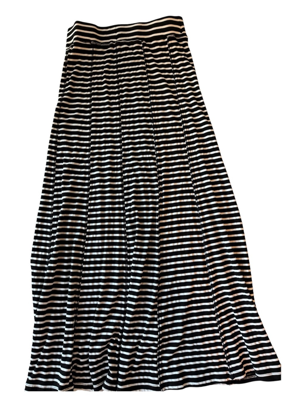 Umgee Black and White Striped Relaxed Fit Maxi Skirt SzS